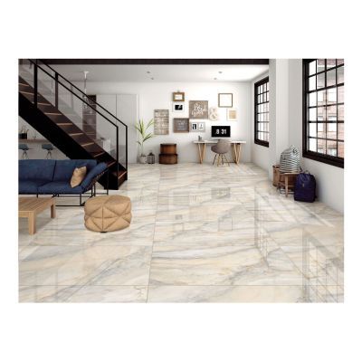 Gresie interior portelanata, 60 x 120 cm, Plazzo, aspect marmura, bej, lucioasa, 1.44mp/cut