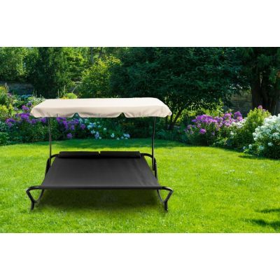 Sezlong gradina dublu, ModernHome, gri, 200x144cm, otel/poliester SN-L0022B