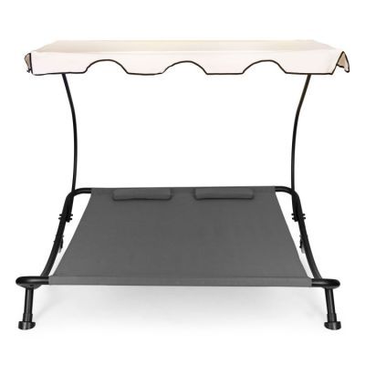 Sezlong gradina dublu, ModernHome, gri, 200x144cm, otel/poliester SN-L0022B