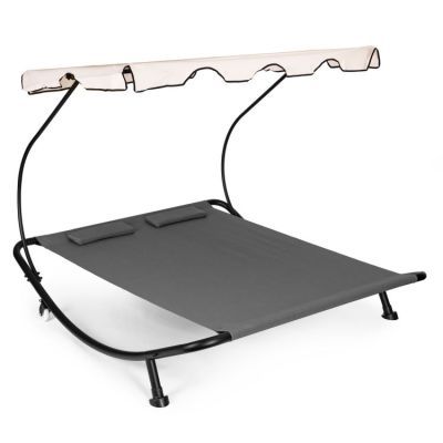 Sezlong gradina dublu, ModernHome, gri, 200x144cm, otel/poliester SN-L0022B