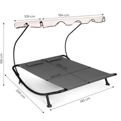 Sezlong gradina dublu, ModernHome, gri, 200x144cm, otel/poliester SN-L0022B