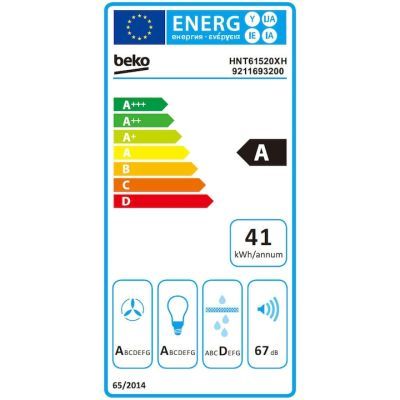 Hota telescopica Beko 574mc/h,60cm,filtru metalic,clasa A, inox HNT61520XH Hota telescopica Beko 574mc/h,60cm,filtru metalic,clasa A, inox HNT61520XH