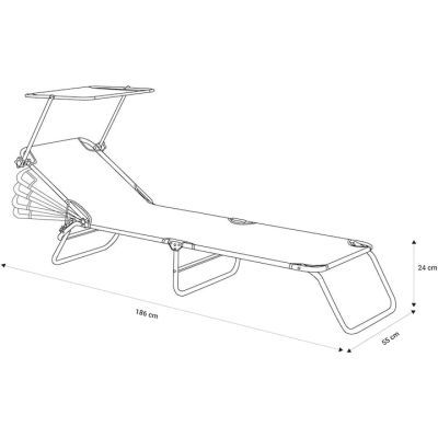 HR Sezlong cu parasolar 186x55x24 verde DSZP011