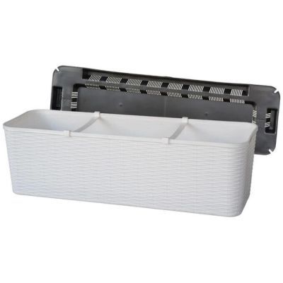 Jardiniera ratan 60 cm alb cri