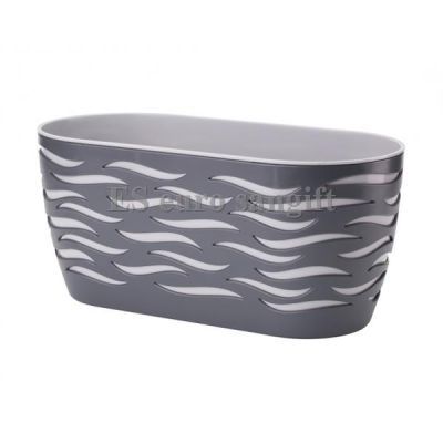 Jardiniera sahara duo 35-antracit cu insert platinum 34.7x15.6cm 6L fp-4440-014+040w