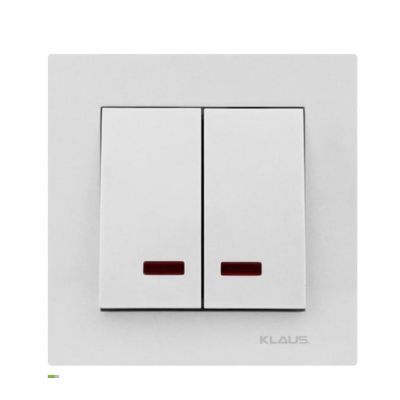 KE01104 Klaus alb intrerupator dublu cu led