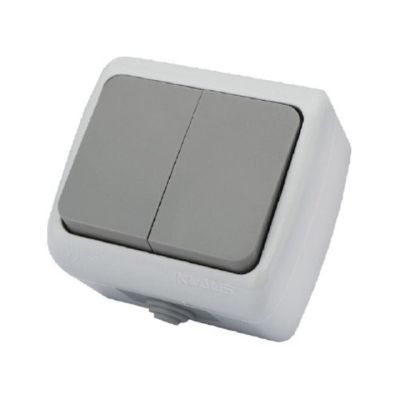 KE21103 Klaus IP54 intrerupator suprafata alba dublu