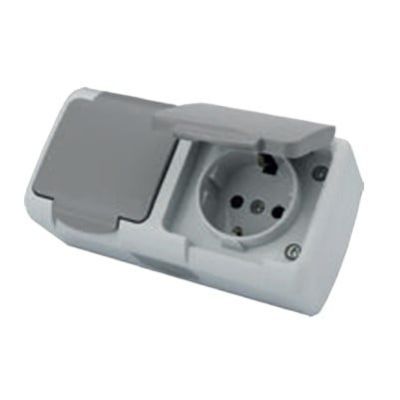 KE21108 Klaus IP54 priza dubla shucko suprafata alba