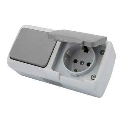 KE21110 Klaus IP54 intrerupator suprafata alba+priza