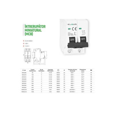 KE40216 Klaus intrerupator/disj mcb 4.5KA 2P 16A