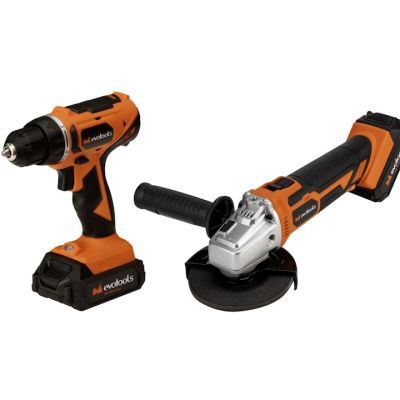 Kit promo Masina de gaurit si insurubat insurubat si polizor unghiular cu 2 acumulatori si incarcator MAX 20V Power Evotools 682640