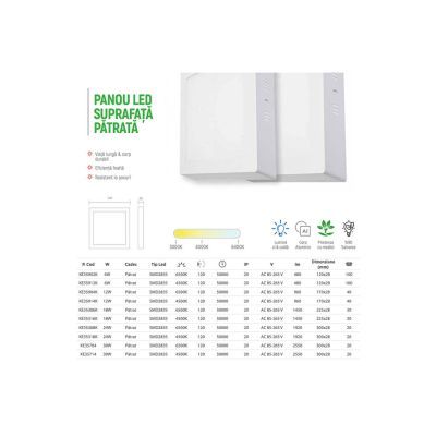 KLAUS PANOU CU SUPRAFATA PATRATA 30W, 4500K 185-265V KE35714