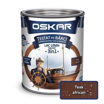 Lac pentru lemn Oskar Yacht, tec african, interior / exterior, 0.75 L