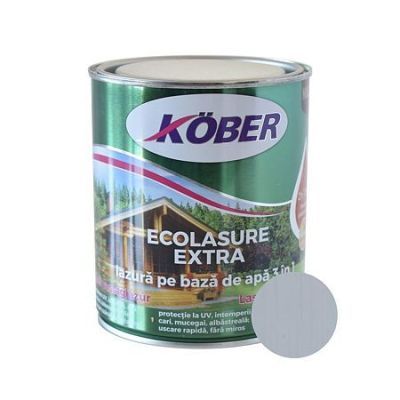 Lac / lazura 3 in 1 pentru lemn, Kober Ecolasure Extra, alb, pe baza de apa, interior / exterior, 0.75 L