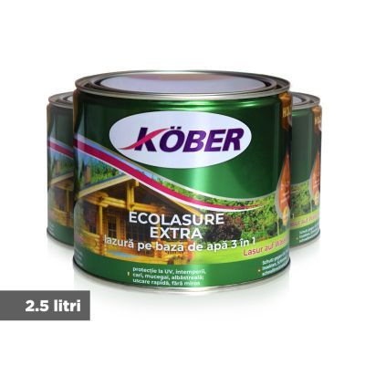 Lac / lazura 3 in 1 pentru lemn, Kober Ecolasure Extra, alb, pe baza de apa, interior / exterior, 2.5 L