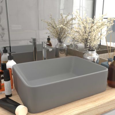 Lavoar ceramic 39x39cm, forma patrata, gri deschis mat LAV907148
