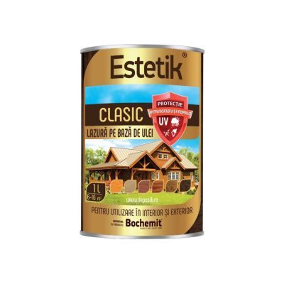 Lazura lemn Estetik Clasic, pe baza de ulei, interior/exterior, nuc, 1 L