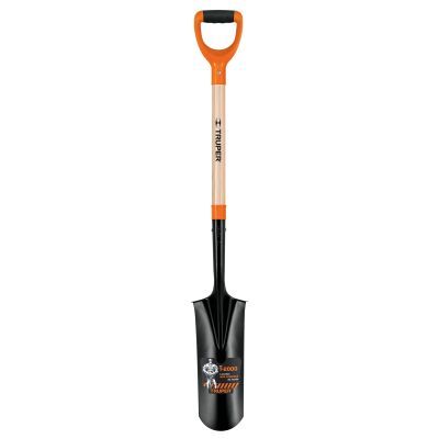 Lopata ingusta T-2000 pentru sant, 15 cm, cu coada scurta din lemn si maner D - comfort grip, L 112 cm Truper