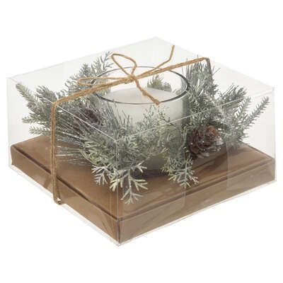 Lumanare decorativa parfumata alba pentru masa de Craciun 8 x 9 cm 176004