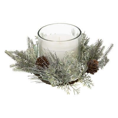 Lumanare decorativa parfumata alba pentru masa de Craciun 8 x 9 cm 176004