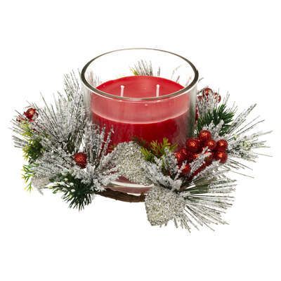 Lumanare decorativa parfumata rosie pentru masa de Craciun 8 x 9 cm 176000