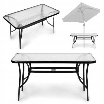 Masa de gradina din sticla 120x70 cm pentru terasa gradina gaura din sticla securizata pentru umbrela SC-094-120