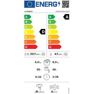 Masina cu uscator heinner HWDM-M814IVKA