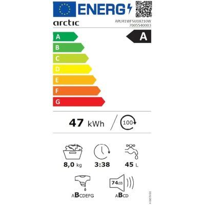 Masina de spalat rufe Arctic 8kg Clasa A 1200rpm APLM1WFSU18210W Masina de spalat rufe Arctic 8kg Clasa A 1200rpm APLM1WFSU18210W