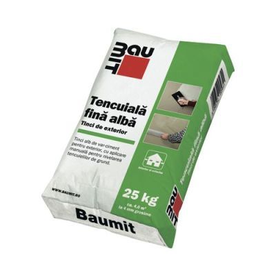 Tencuiala fina, alba, exterior, 25 kg, Baumit