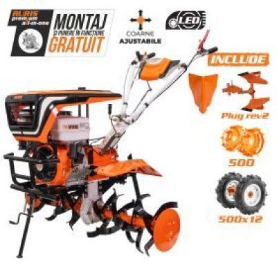 Motosapatoare ruris 915acc+roti cauciuc 5.00-12+rarita+plug reversibil rev2+roti metalice 9152019acc
