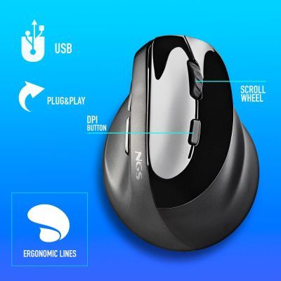 Mouse wireless reincarcabil NGS Evo Moksha, 2400dpi, ergonomic, negru