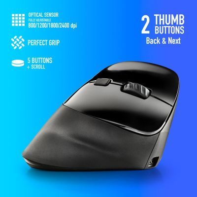 Mouse wireless reincarcabil NGS Evo Moksha, 2400dpi, ergonomic, negru