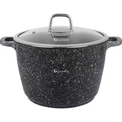 Oala din aluminiu turnat cu capac din sticla 24x16.5cm 6.2 L GM 0624