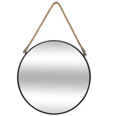 Oglinda Eden din franghie, diametru 38 cm, metal negru 121409A