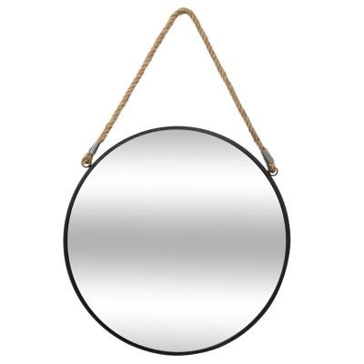 Oglinda Eden din franghie, diametru 55 cm, metal negru 162344A