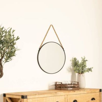 Oglinda Eden din franghie, diametru 55 cm, metal negru 162344A