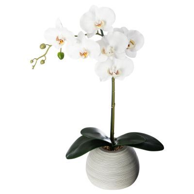 Orhidee artificial 53 cm cu ghiveci din beton 160018