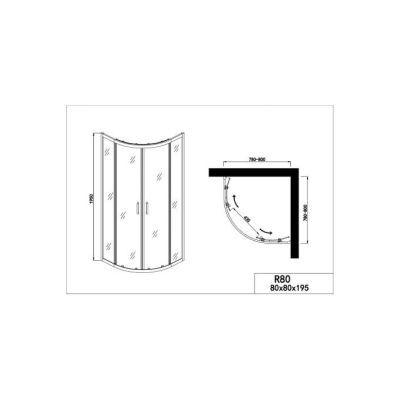 Pachet cabina DUS semirotunda 80X80 T4080w+br80
