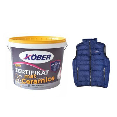 Vopsea ultralavabila Zertifikat cu microsfere ceramice, mat, alba, interior / exterior, 15 L + vesta Kober