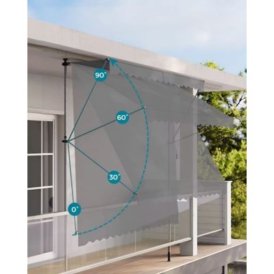Parasolar gri de balcon reglabil pe inaltime, rezistent la apa, AW-016