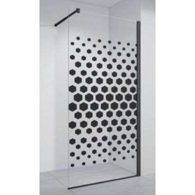 Paravan dus sticla hexagon negru profil negru 900x1950 8mm E6A-7S-B