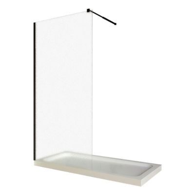 Paravan dus walk-in 1004015 sticla sablata 8 mm profil negru mat tija extensibila 100x200 cm