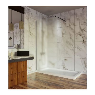 Paravan dus walk-in 1004015 sticla sablata 8 mm profil negru mat tija extensibila 100x200 cm