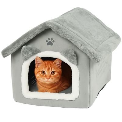 Pat pentru pisici - casa gri Purlov 25706