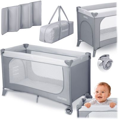 Patut de calatorie cu saltea si geanta 125x65x78cm RK-240 gri deschis 724000 Patut de calatorie cu saltea si geanta 125x65x78cm RK-240 gri deschis 724000