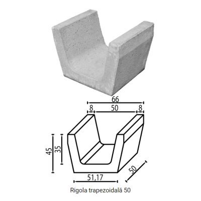 Rigola trapezoidala 50X66X45 Gri