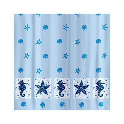 Perdea baie din material textil model marin Blue 14435/r
