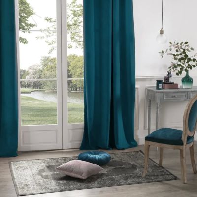 Perdea opaca 140 x 260 cm catifea albastru 163910F