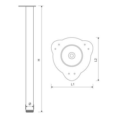 Picior masa HDD Luic rotund din otel (CROM) H1100XD60 40104.04.110
