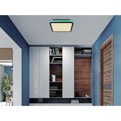 Plafoniera LED + LED RGB Jaxxi 41391-40, 40W+5W,230V 2000 lm, lumina calda / neutra / rece / RGB, dimabil, cu telecomanda, alb + negru, modern 355x355x70mm